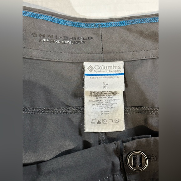 Columbia Women’s Omni Shield Gray Hiking Pants Repellent Size 8w 18L Pre-owned - Picture 10 of 12